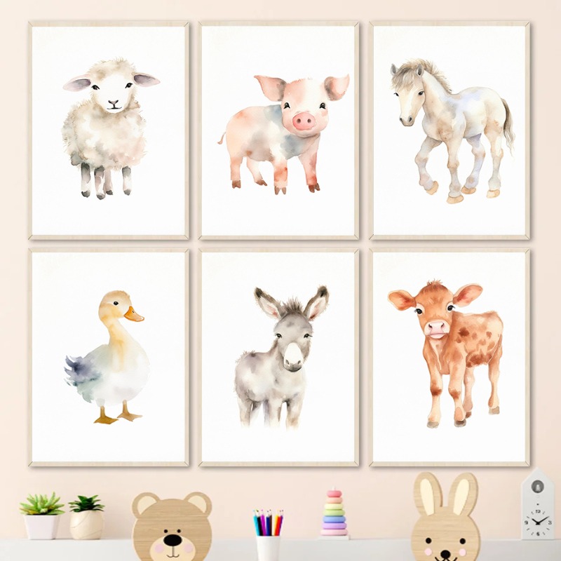 Watercolor Farm Animals Baby H - Agriculture Vertical Farming recension och pris